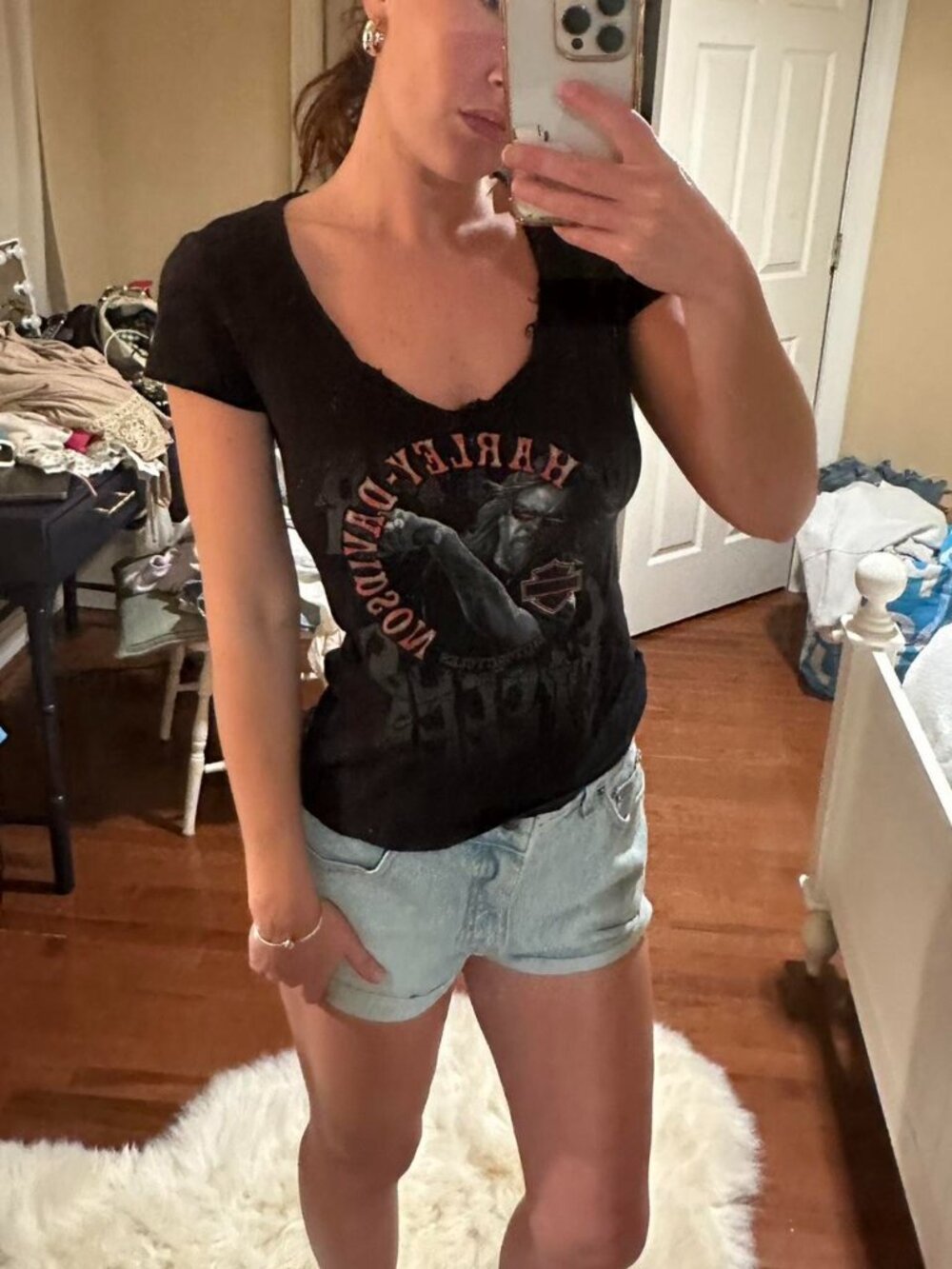 Harley Davidson black v neck tee